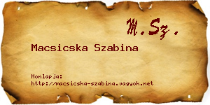 Macsicska Szabina névjegykártya